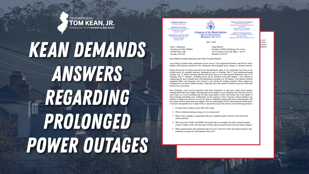 Kean Demands Answers Regarding Prolonged Power Outages