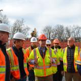 Kean and officials at I-80 Sinkhole Site