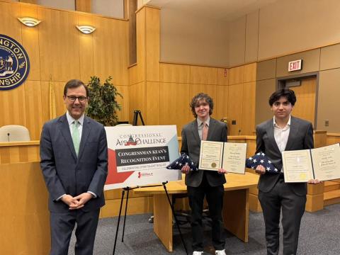 Congressman Kean with winners of 2025 Congressional App Challenge